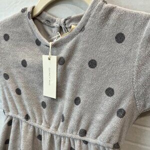 Girl - 4-5Y - NWT Quincy Mae Terry Dress in Cloud Grey Polka Dot
